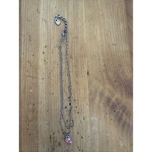 Uno De 50 Sterling Silver Played Necklace With Glass Pendant
